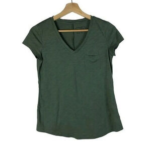 Maison Jules Green Basic Cotton Bust Pocket V-Neck Short Sleeve T-Shirt XS